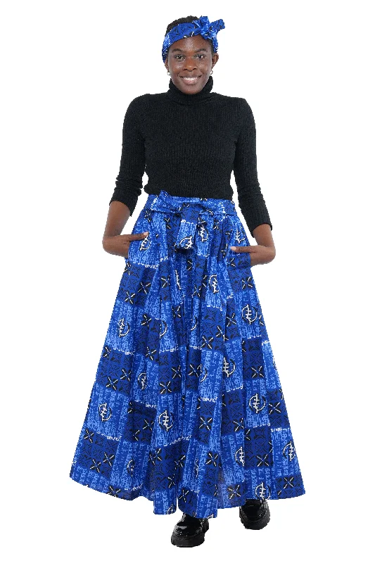 African Long Maxi Skirt button skirt front