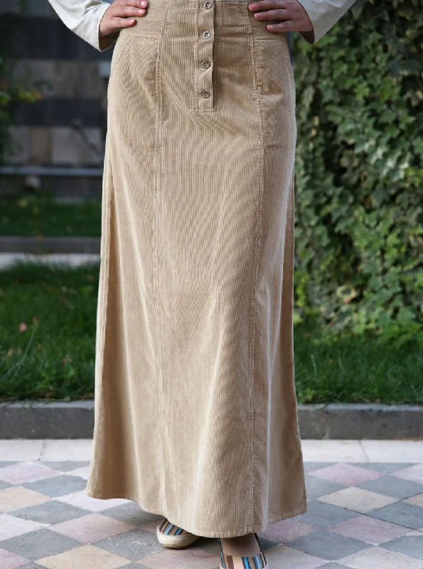 Corduroy Bilqis Maxi Skirt elastic waist skirt