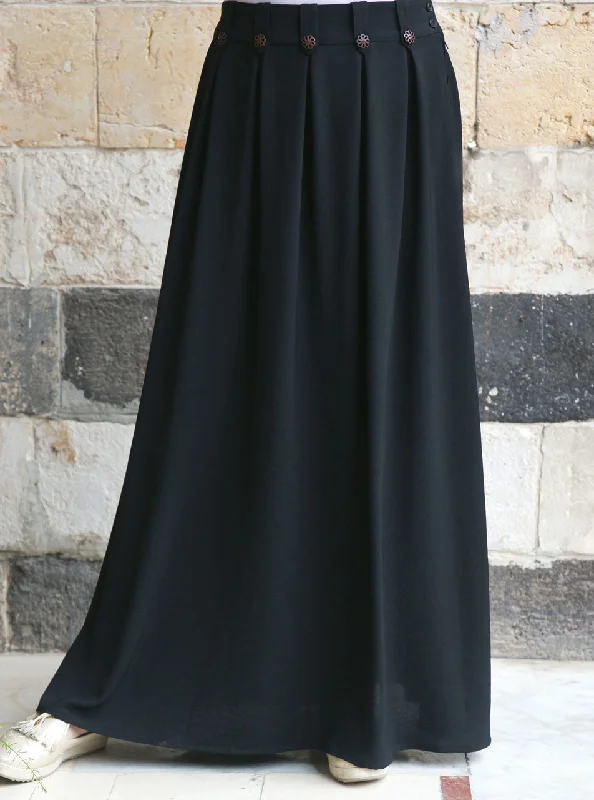 Decorative Button Maxi Skirt ruffled skirt detail
