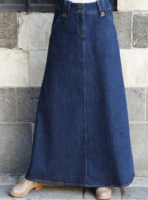 Denim A-Line Maxi Skirt cashmere skirt rich