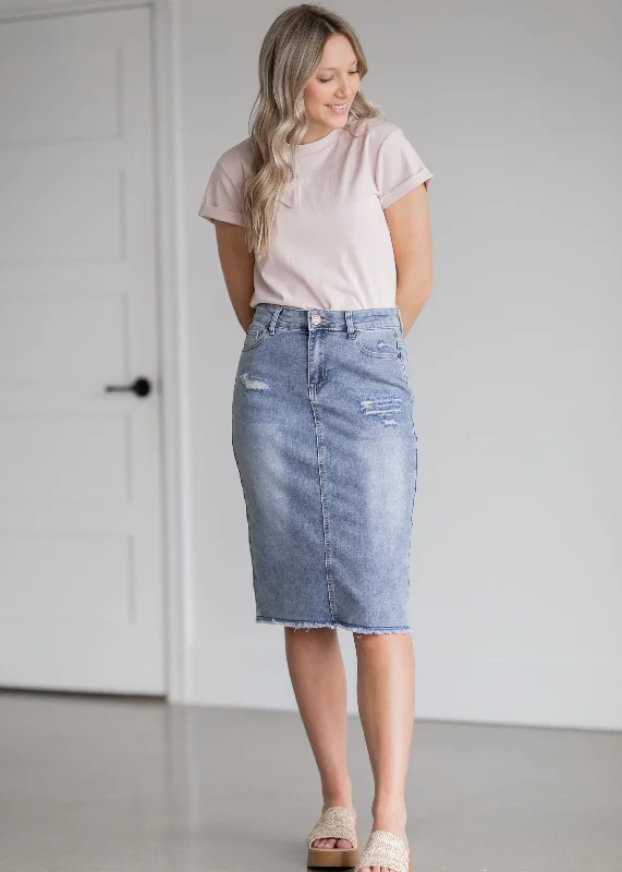 Hadley High Rise Denim Midi Skirt - FINAL SALE relaxed fit skirt
