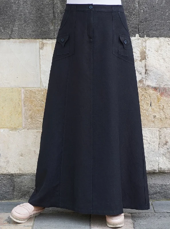 Patch Pocket Linen Skirt pleated skirt texture