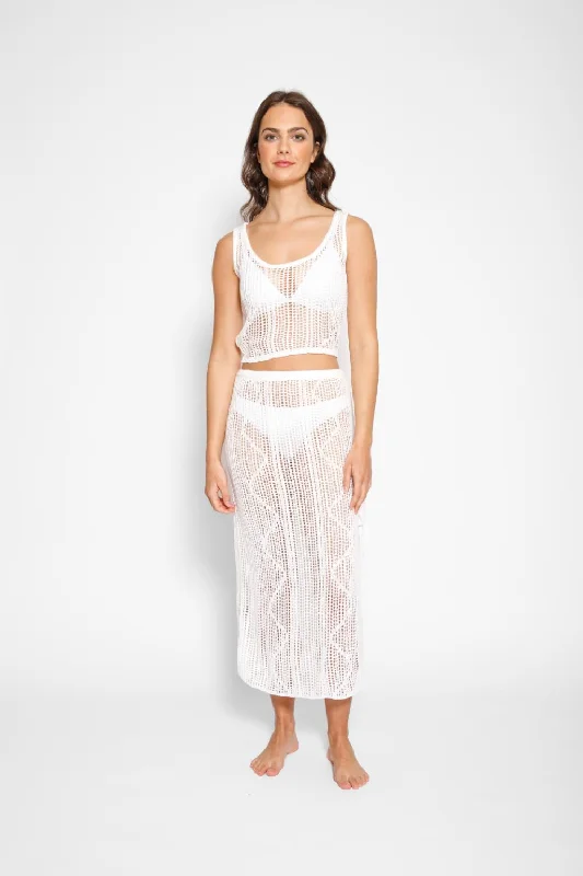 Santorini Knit Midi Skirt asymmetrical skirt cut
