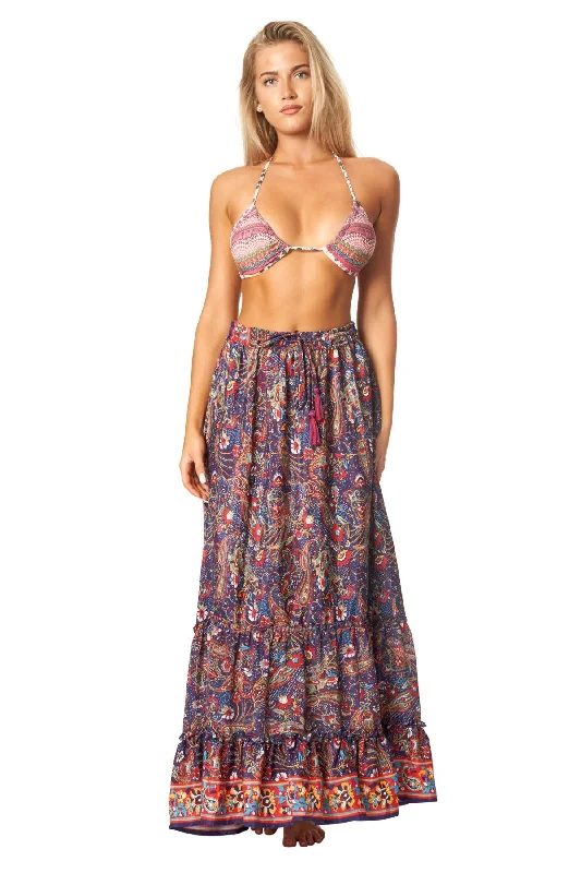 Boho Positano Inspired Floral Maxi Skirt