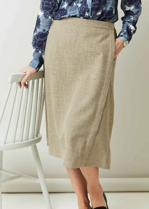 Delia Below Knee A-Line Linen Look VELCRO® Brand Fastening Wrap Skirt