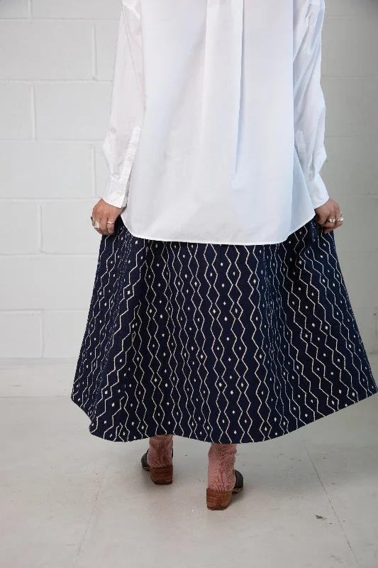 Folky Skirt in Blue and Cream