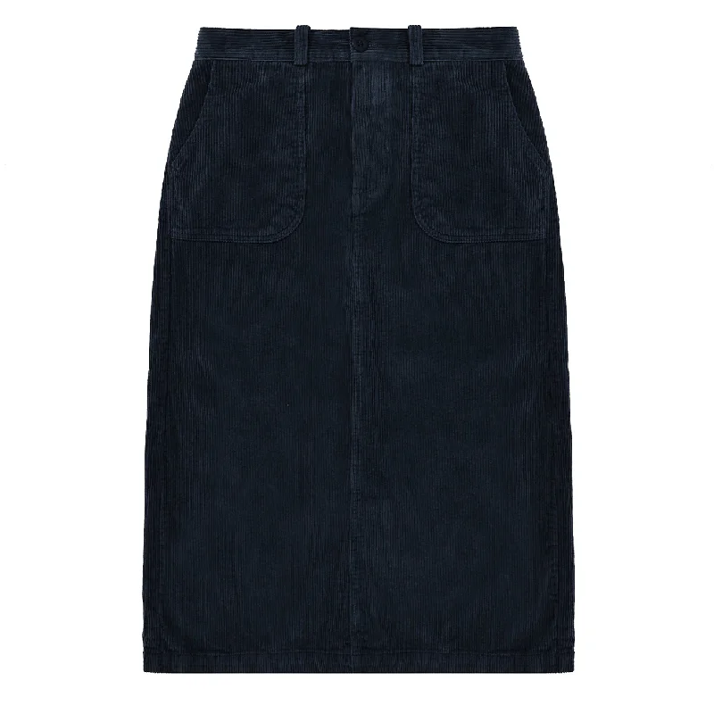 Kappy Womens Corduroy Fatigue Skirt Navy