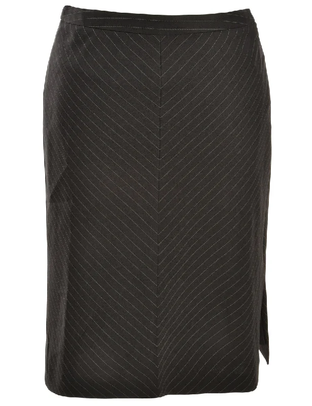 Pinstriped Black Maxi Skirt - M