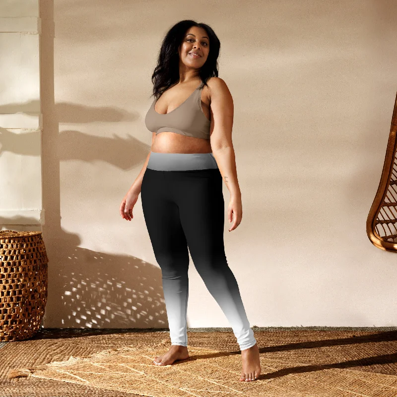 Black and Gray Blend Yoga Leggings, lioness-love Fashionable Minimal Active Leggings Black and Gray Blend Yoga Leggings, lioness-love Fashionable Minimal Active Leggings