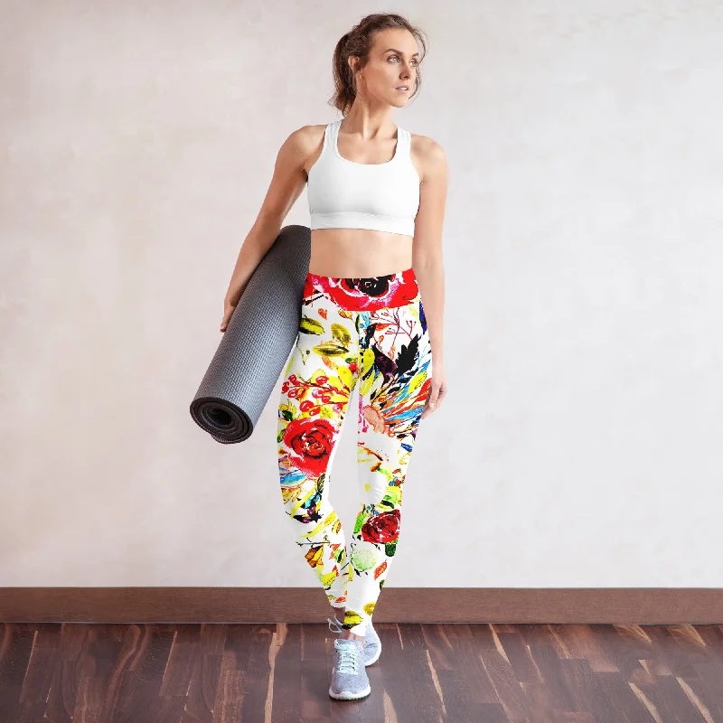 Chic Floral Yoga Leggings Super Soft & Stretchy Comfort for Yoga Fitness, lioness-love Comfortable Slim Fit Leggings