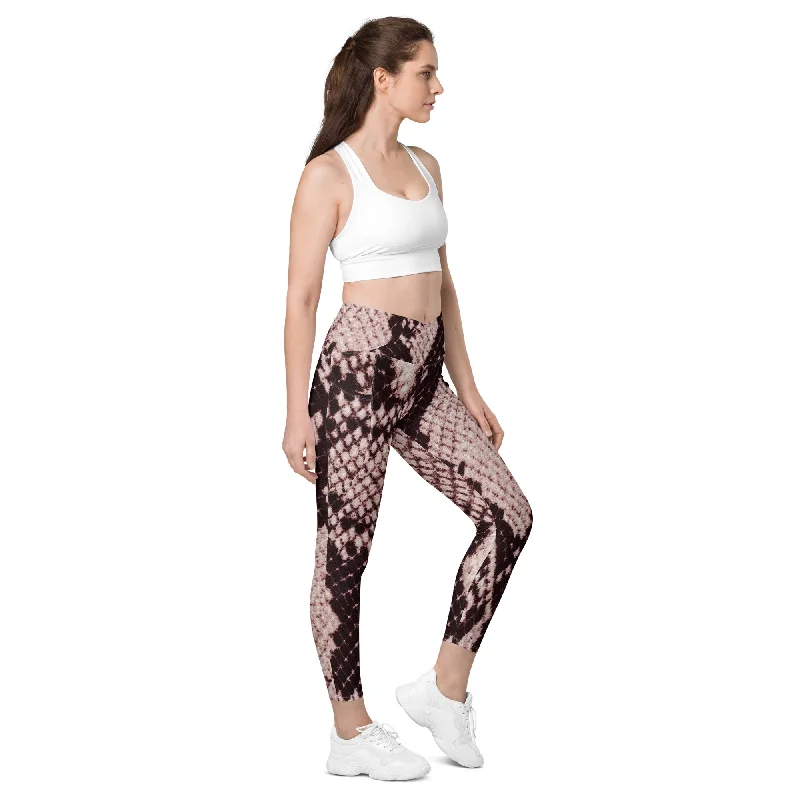 Crossover leggings with pockets Stylish Side-Stripe Leggings