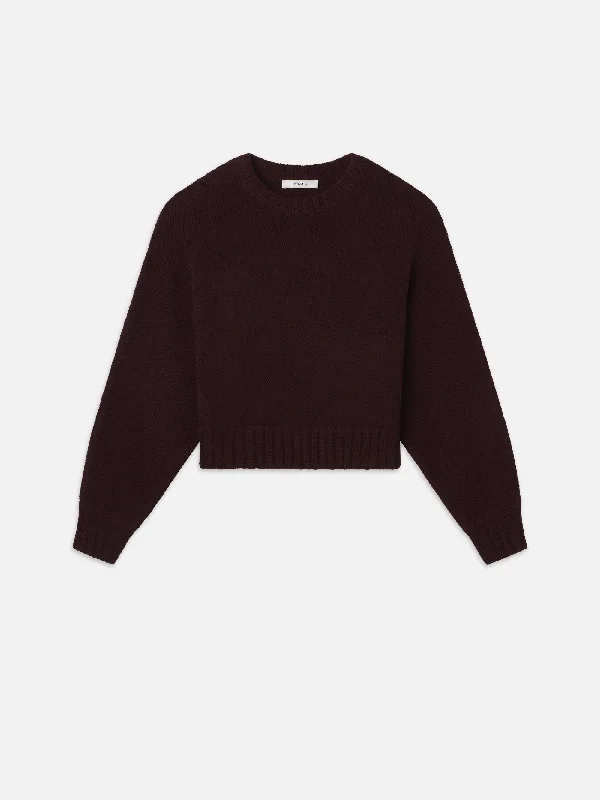Dolman Crew Sweater -- Burgundy Ribbed Striped Patterned