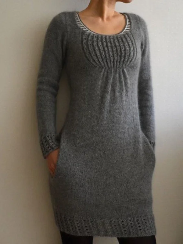 Long Sleeve Solid Round Neck Casual Pockets Sweater Satin Fabric Silk Fabric Chiffon Fabric Long Sleeve Solid Round Neck Casual Pockets Sweater Satin Fabric Silk Fabric Chiffon Fabric