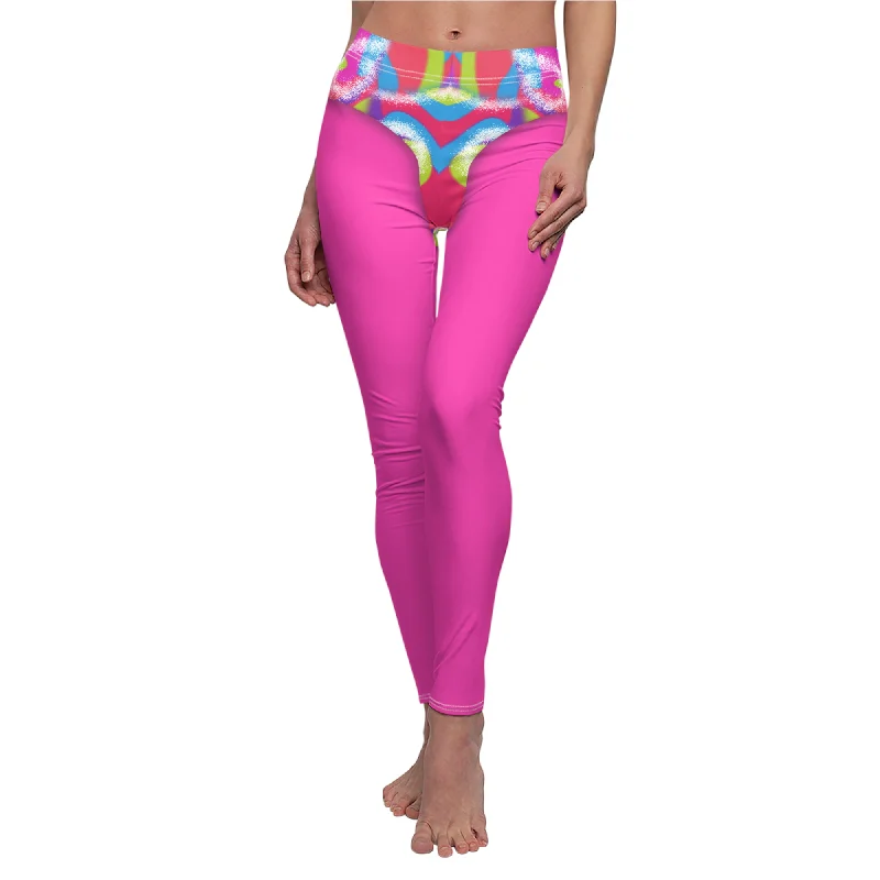 Margot Neon Skate Leggings, Doll Movie Costume Stylish Compression Fit Leggings