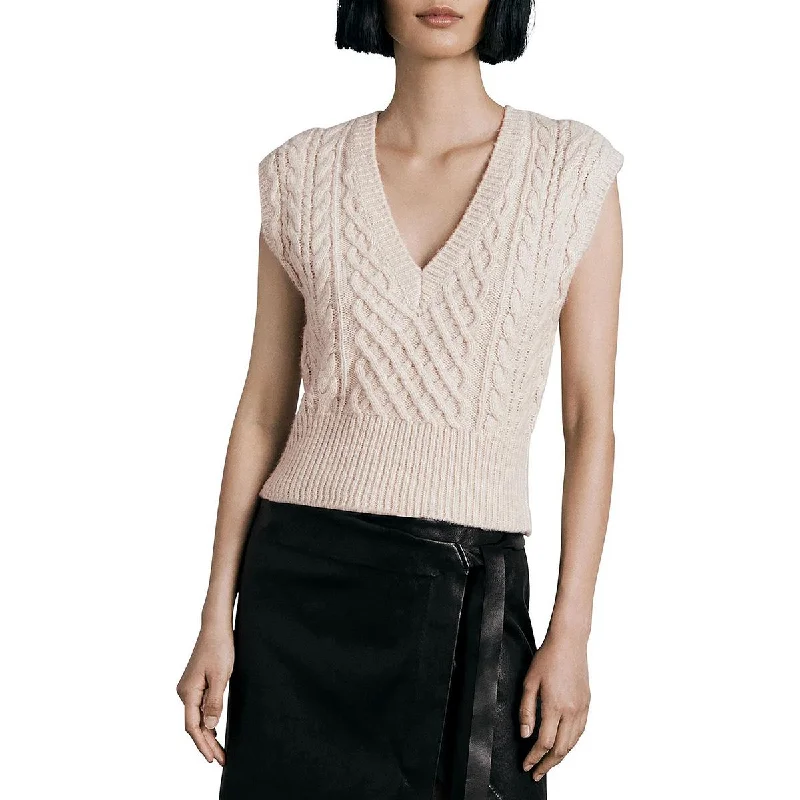 Rag & Bone Womens Elizabeth Wool Blend Cropped Sweater Vest Faux Fur Fabric Real Fur Fabric Shearling Fabric Rag & Bone Womens Elizabeth Wool Blend Cropped Sweater Vest Faux Fur Fabric Real Fur Fabric Shearling Fabric