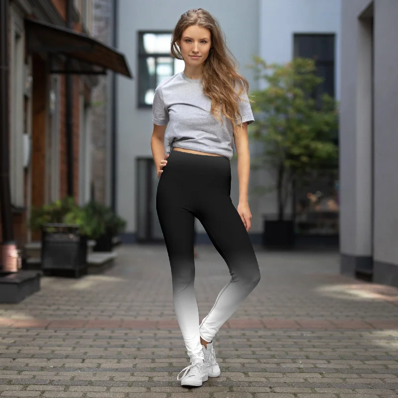 Two Toned Trendy Yoga Leggings, lioness-love Elegant Casual Fit Leggings