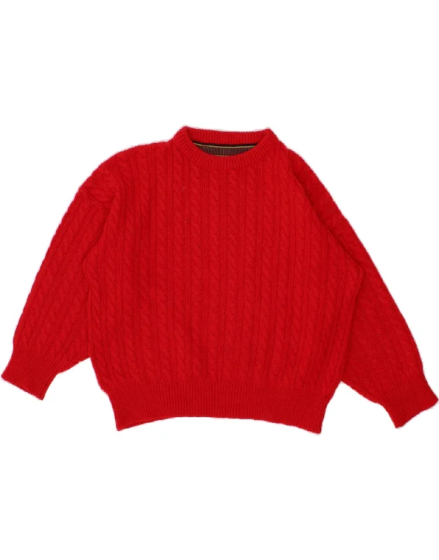 VINTAGE Womens Crop Boat Neck Jumper Sweater UK 18 XL Red Notch Collar Peter Pan Collar Cowl Neck VINTAGE Womens Crop Boat Neck Jumper Sweater UK 18 XL Red Notch Collar Peter Pan Collar Cowl Neck