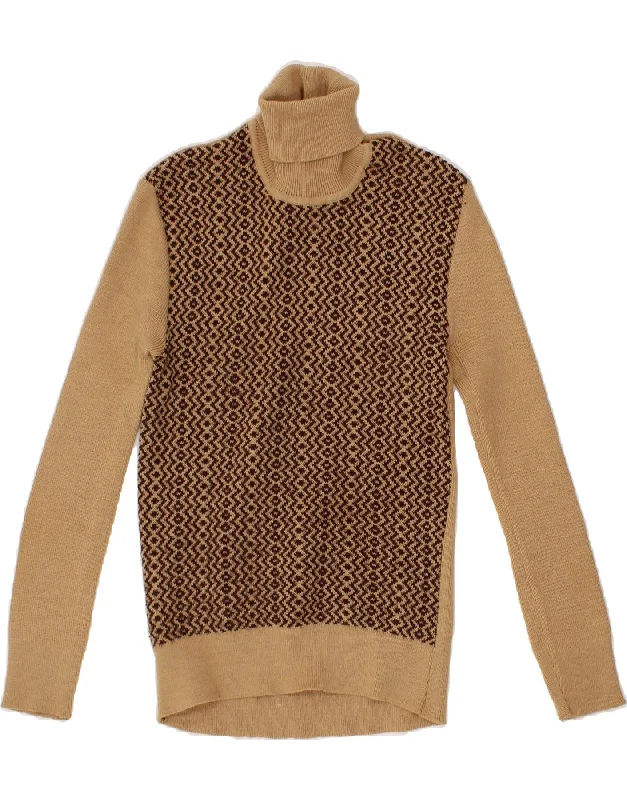 VINTAGE Womens Roll Neck Jumper Sweater UK 8 Small Brown Argyle/Diamond Rayon Fabric Velvet Fabric Corduroy Fabric VINTAGE Womens Roll Neck Jumper Sweater UK 8 Small Brown Argyle/Diamond Rayon Fabric Velvet Fabric Corduroy Fabric