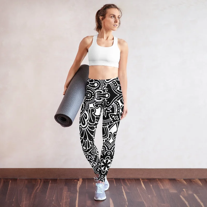 Funky Floral Yoga Leggings, lioness-love Elegant Velvet Leggings