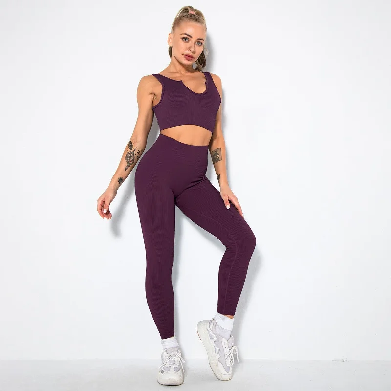 v-bra+Leggings-purple red