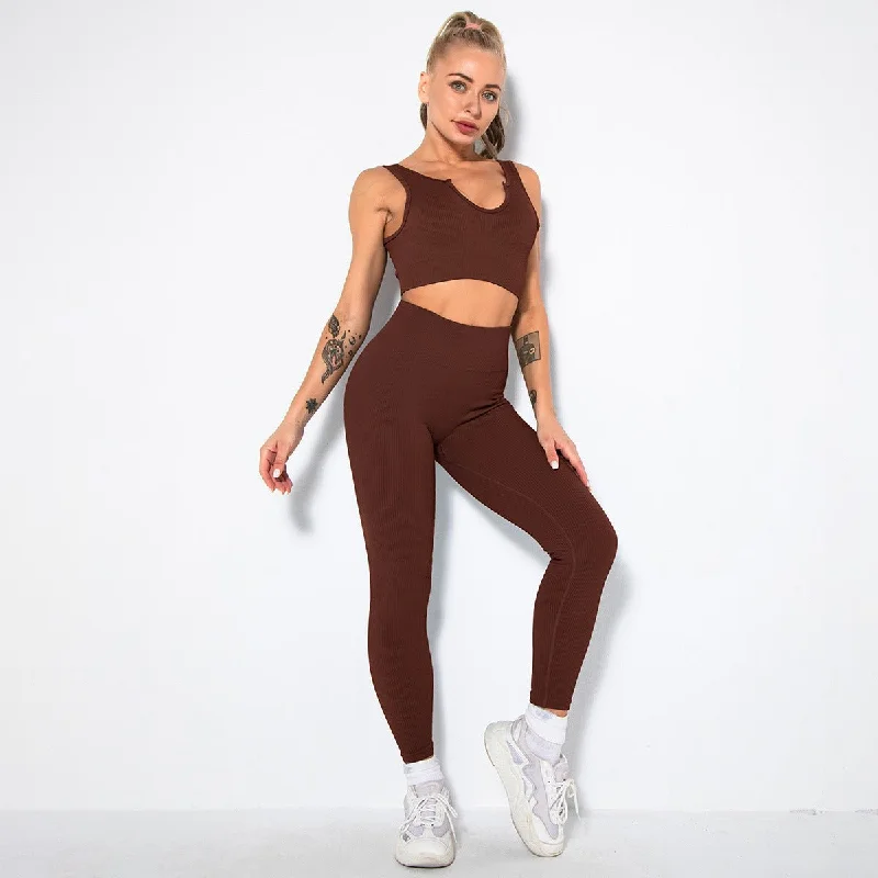 v-bra+Leggings-dark coffee