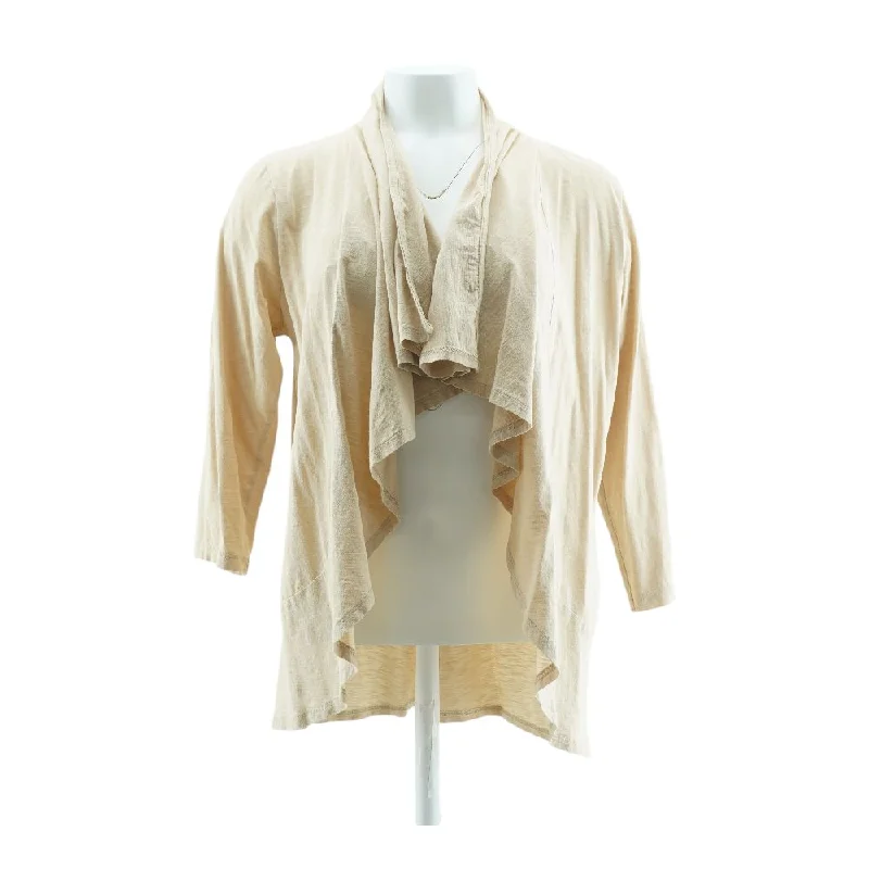 Beige Solid Cardigan Sweater