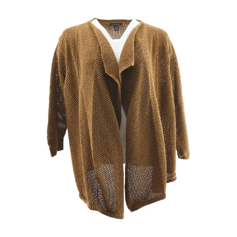 Brown Solid Cardigan Sweater