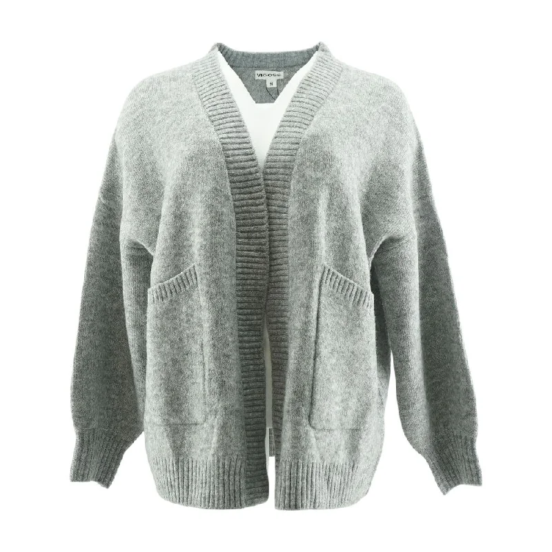 Gray Solid Cardigan Sweater