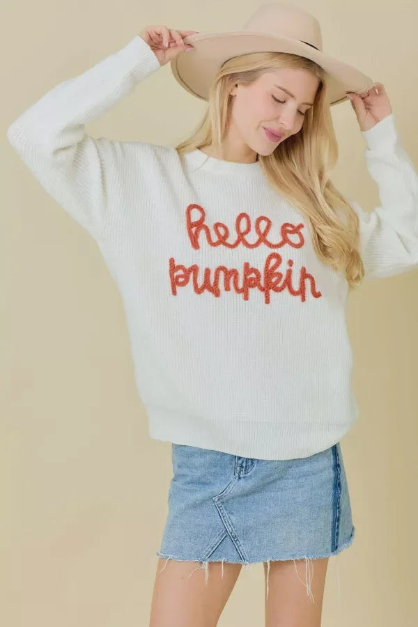 HELLO PUMPKIN CREW NECK SWEATER