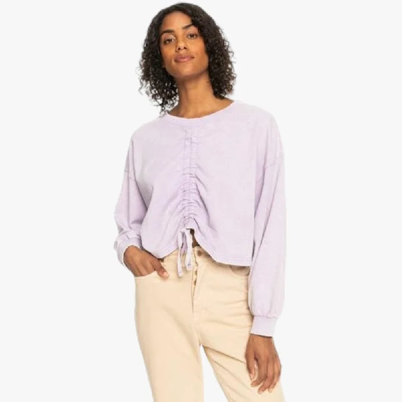 Roxy Womens Night Rain Crooped Sweater Purple Rose