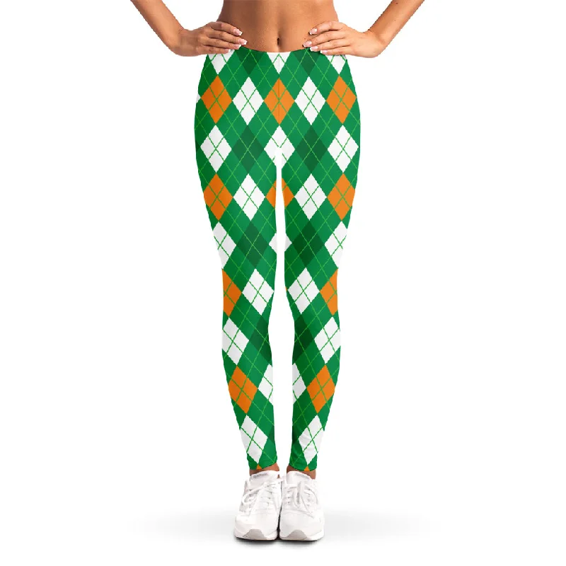 Saint Patrick's Day Argyle Pattern Print Women's Leggings