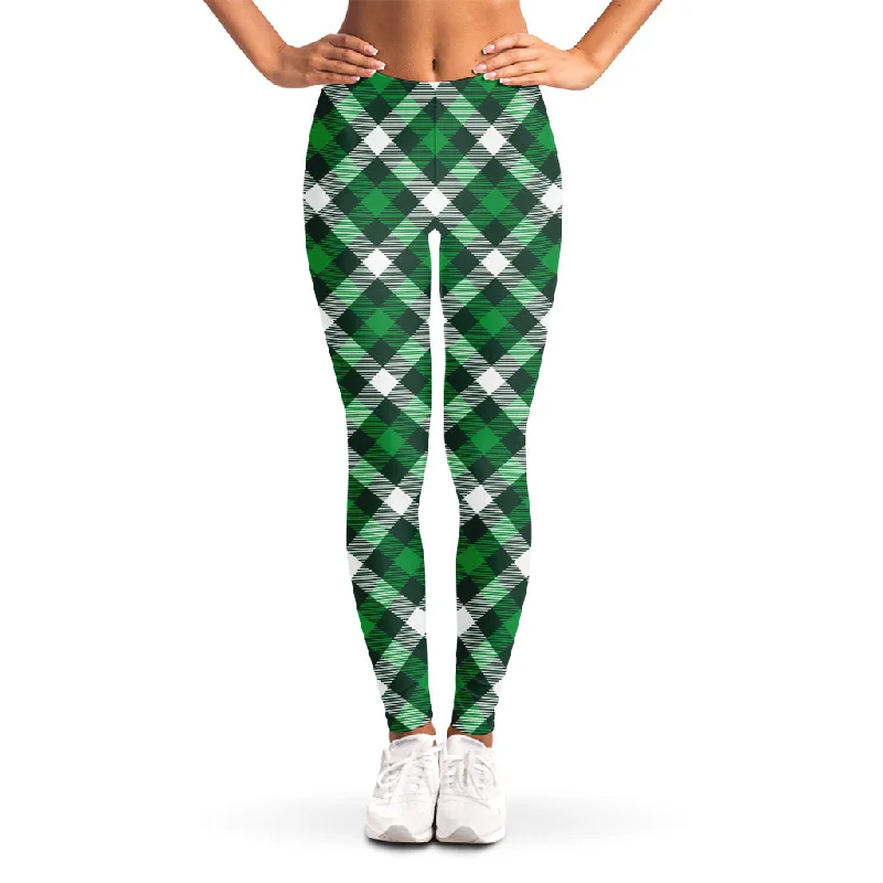 Saint Patrick's Day Plaid Pattern Print Women's Leggings