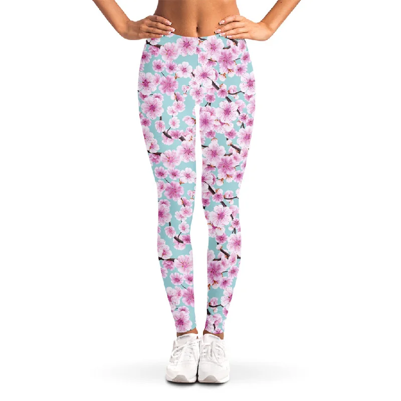 Sakura Cherry Blossom Pattern Print Women's Leggings