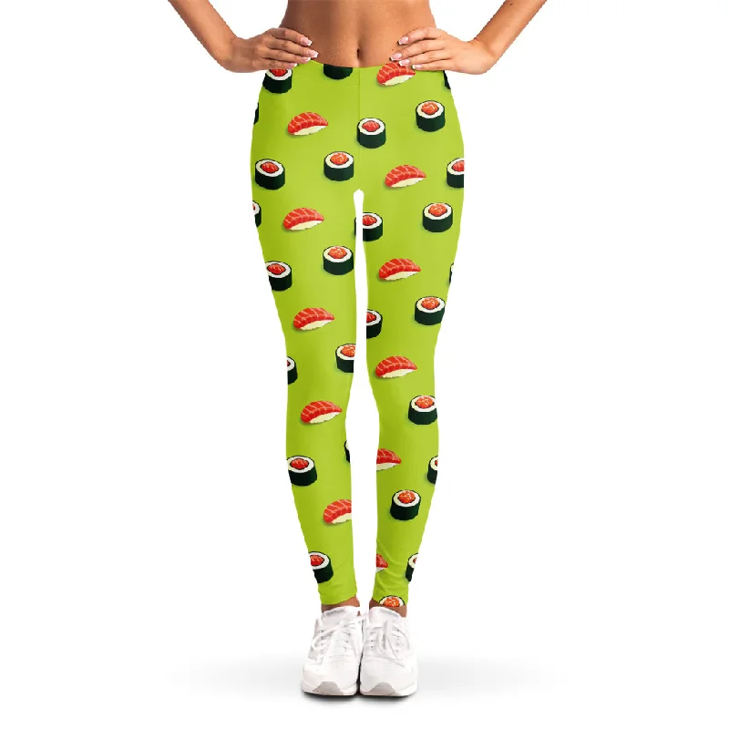 Salmon Sushi And Rolls Pattern Print Women's Leggings