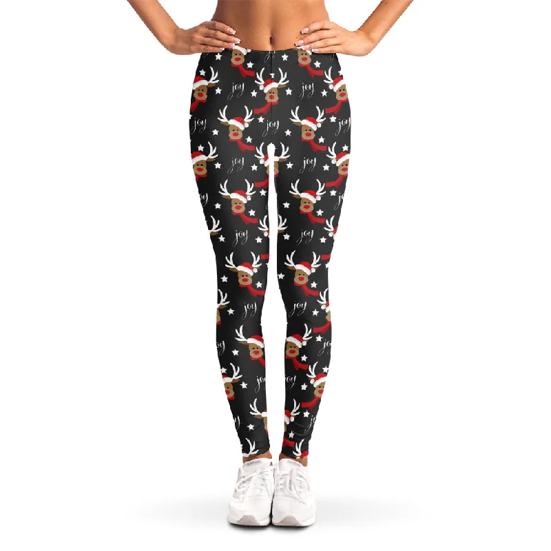 Santa Claus Deer Pattern Print Women's Leggings