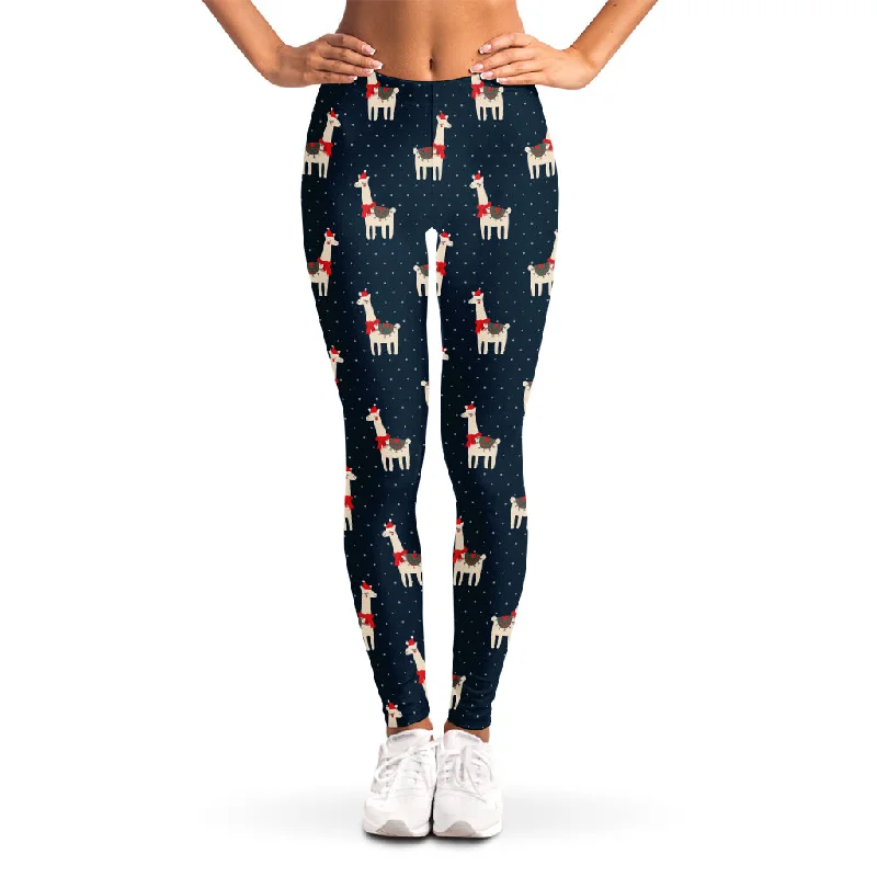 Santa Claus Llama Xmas Pattern Print Women's Leggings