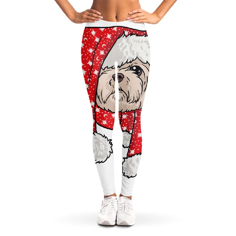 Santa Shih Tzu Print Women's Leggings