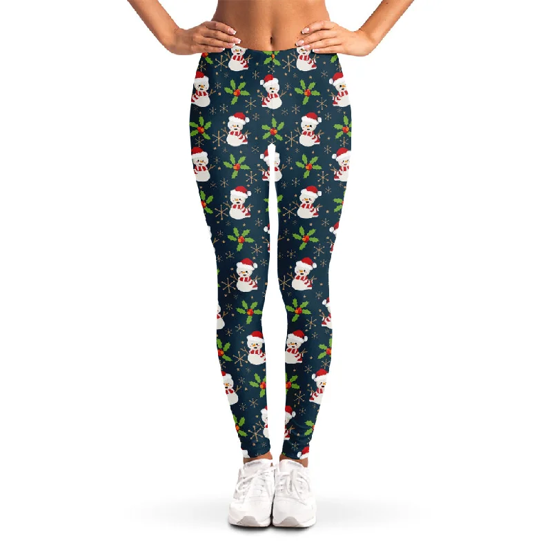 Santa Snowman Pattern Print Women's Leggings