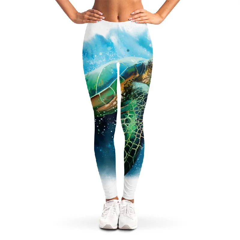 Sea Turtle Painting Print Women's Leggings