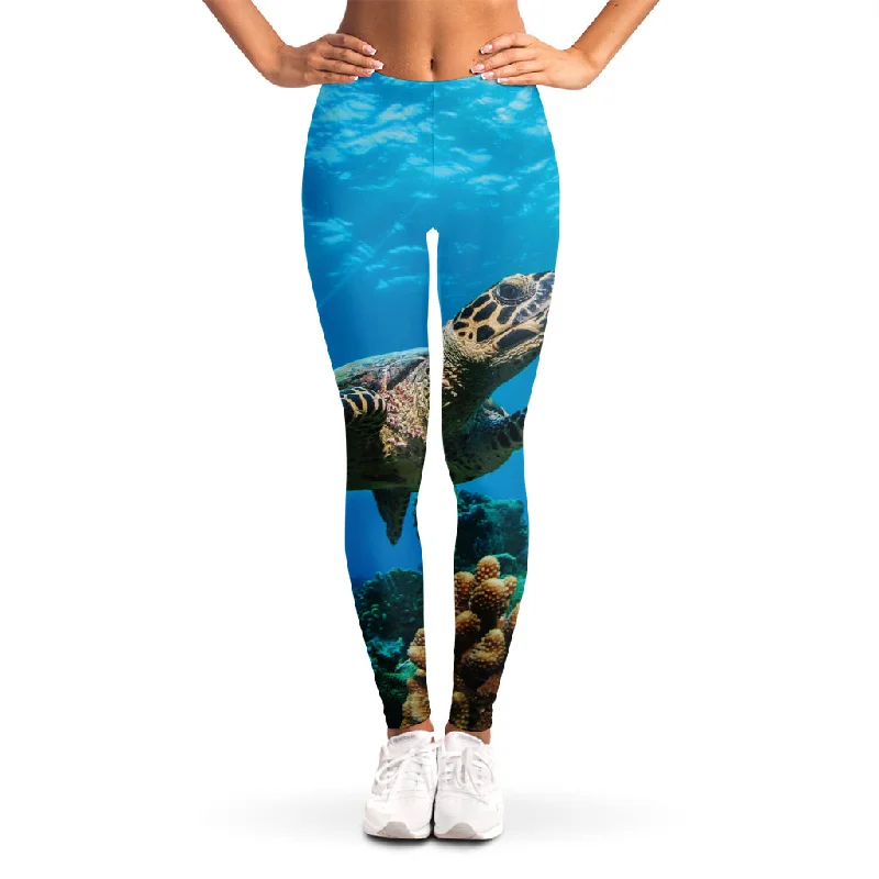 Sea Turtle Underwater Print Women's Leggings