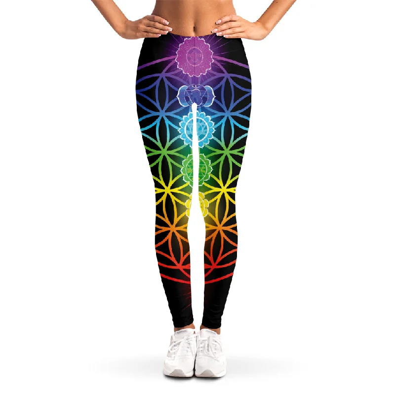 Seven Chakras Flower Of Life Print Women's Leggings