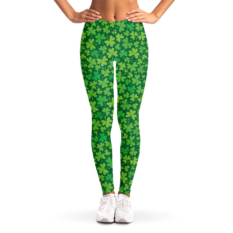 Shamrock Leaf St. Patrick's Day Print Women's Leggings