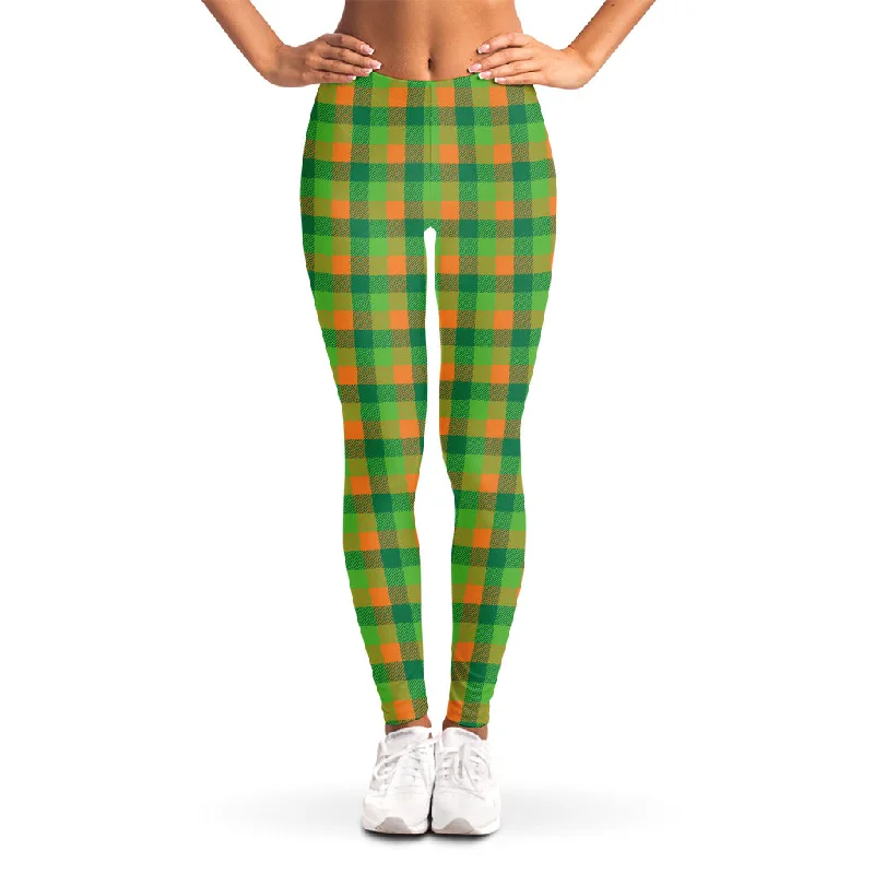 Shamrock Plaid St. Patrick's Day Print Women's Leggings