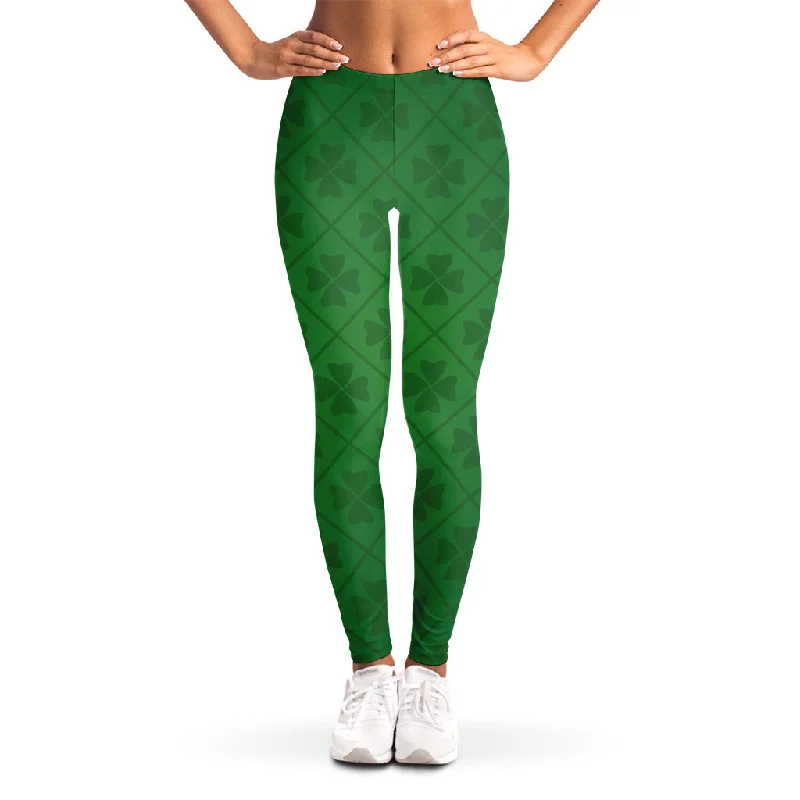 Shamrock St. Patrick's Day Pattern Print Women's Leggings