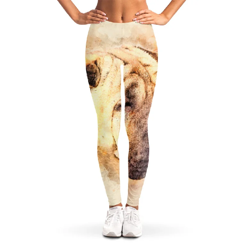 Shar Pei Portrait Print Women's Leggings