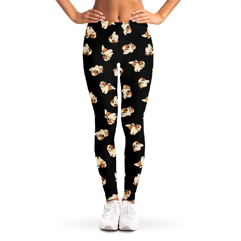 Shih Tzu Puppy Pattern Print Women's Leggings