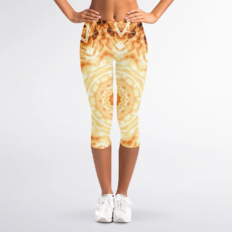 Shining Kaleidoscope Print Women's Capri Leggings