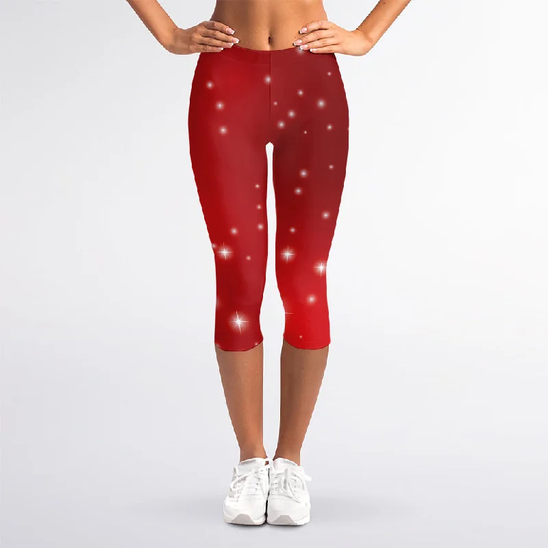 Shiny Sparkle Print Women's Capri Leggings