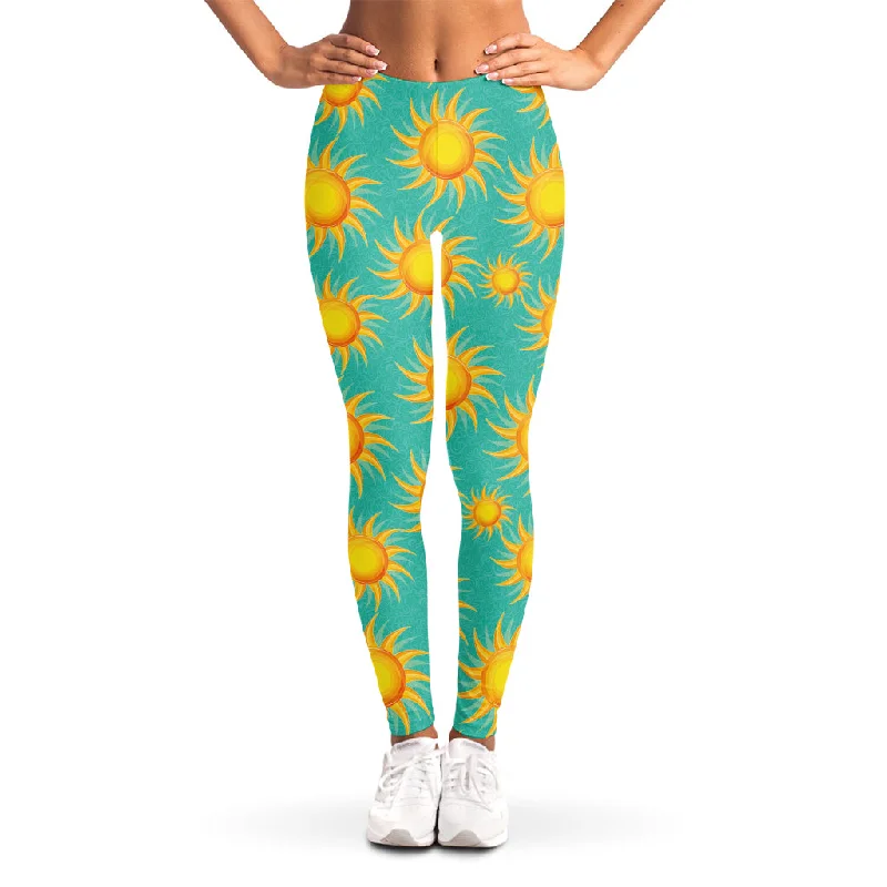 Shiny Sun Pattern Print Women's Leggings