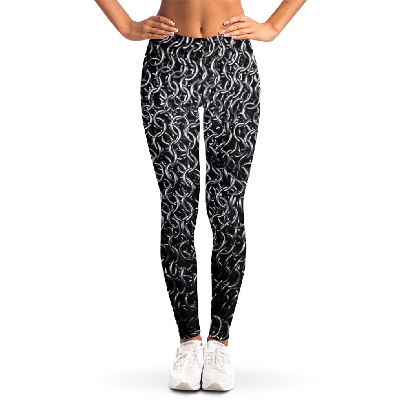 Silver Chainmail Print Women's Leggings